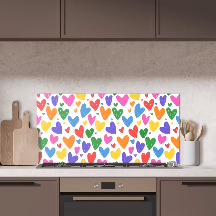 Hartjes - Patroon - Kleurrijk keuken achterwand spatscherm middel -sfeer2