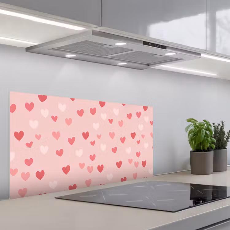 Hartjes - Patroon - Roze keuken achterwand spatscherm middel -3d_schuin
