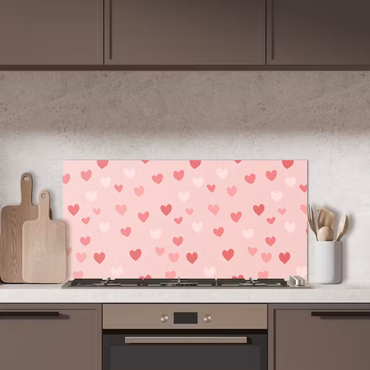Hartjes - Patroon - Roze keuken achterwand spatscherm middel -sfeer2
