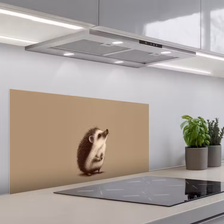Egel - Snuitje - Bruin - Stekels keuken achterwand spatscherm middel -3d_schuin