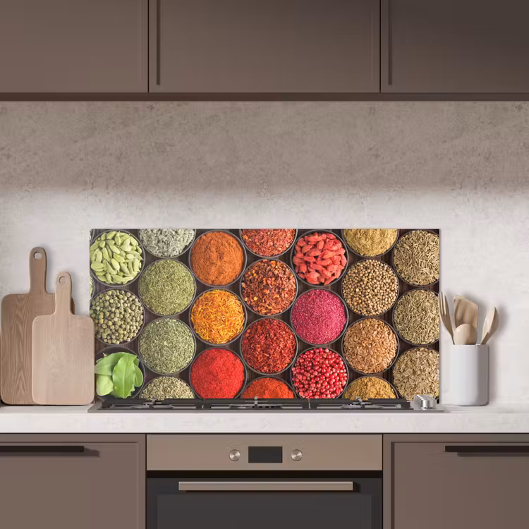 Kruiden - Schaaltjes - Kleurrijk - Textuur keuken achterwand spatscherm middel -sfeer2