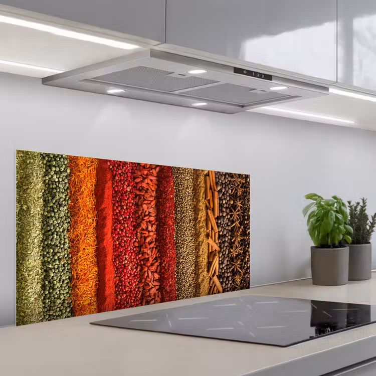 Kruiden - Specerijen - Kleurrijk keuken achterwand spatscherm middel -3d_schuin