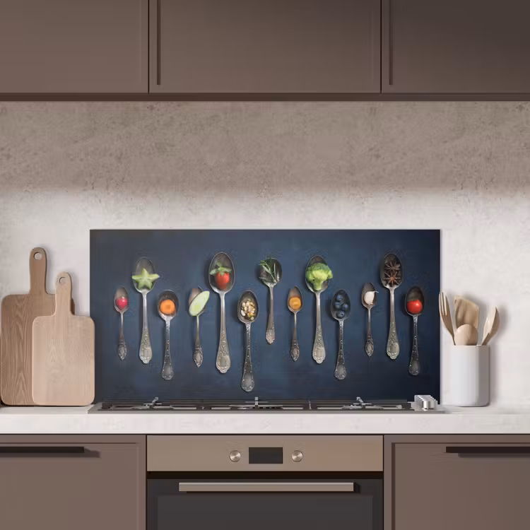 Kruiden - Lepel - Zilver - Specerijen - Industrieel keuken achterwand spatscherm middel -sfeer2