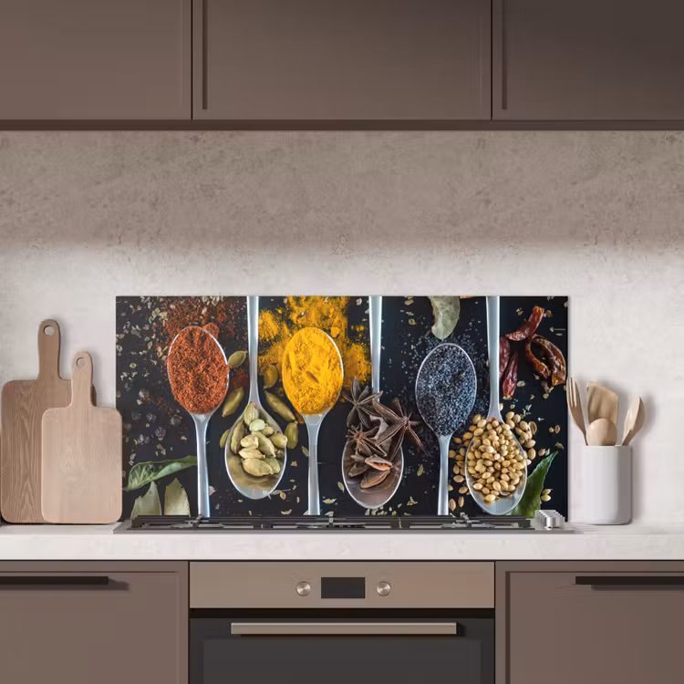 Kruiden - Lepel - Specerijen - Zwart - Keuken keuken achterwand spatscherm middel -sfeer2