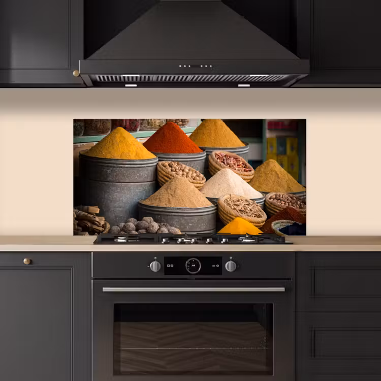 Kruiden - Ton - Specerijen - Geel - Bruin keuken achterwand spatscherm middel -sfeer1