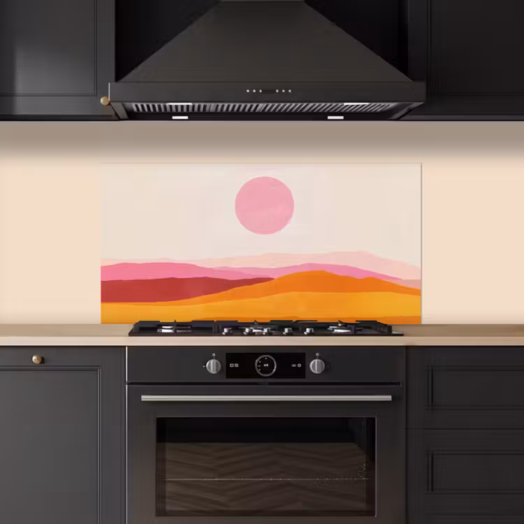 Heuvels - Oranje - Zon - Abstract keuken achterwand spatscherm middel -sfeer1