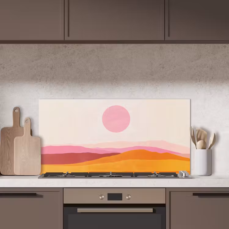 Heuvels - Oranje - Zon - Abstract keuken achterwand spatscherm middel -sfeer2