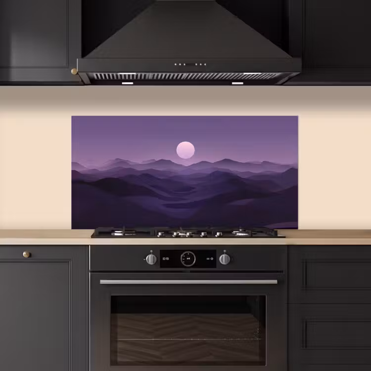 Heuvels - Paars - Mist - Zon keuken achterwand spatscherm middel -sfeer1