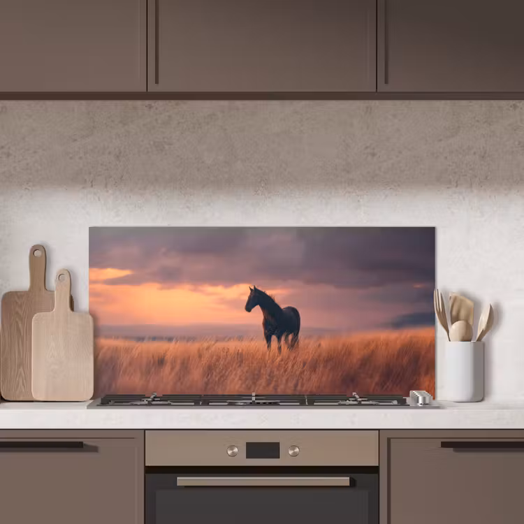 Paard - Wolken - Open veld keuken achterwand spatscherm middel -sfeer2