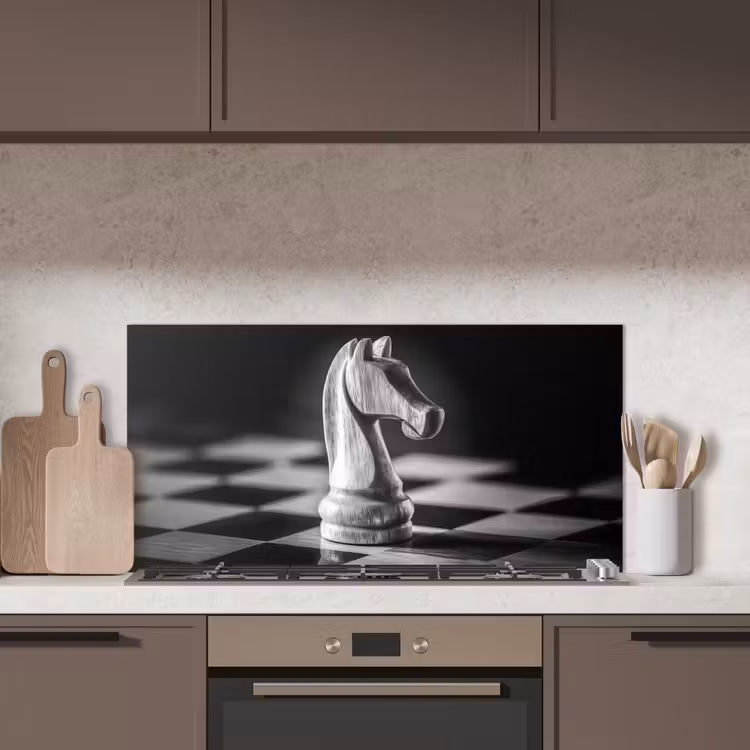 Paard - Hout - Schaalbord - Zwart keuken achterwand spatscherm middel -sfeer2