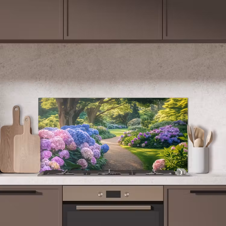 Hortensia- Park - Pad keuken achterwand spatscherm middel -sfeer2