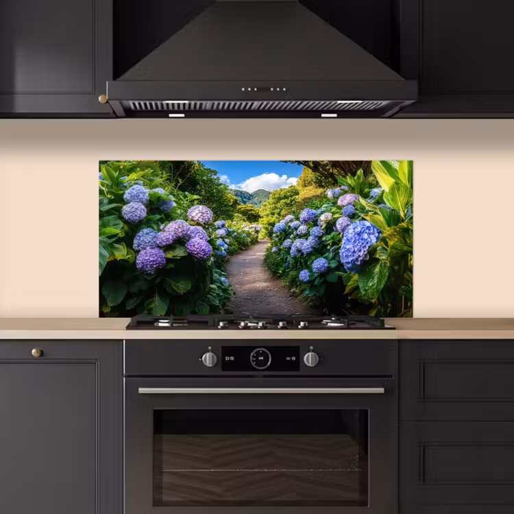Hortsensia - Pad - Bloemen keuken achterwand spatscherm middel -sfeer1