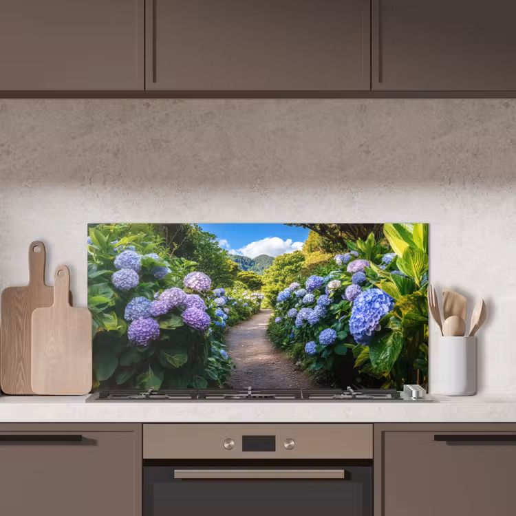 Hortsensia - Pad - Bloemen keuken achterwand spatscherm middel -sfeer2