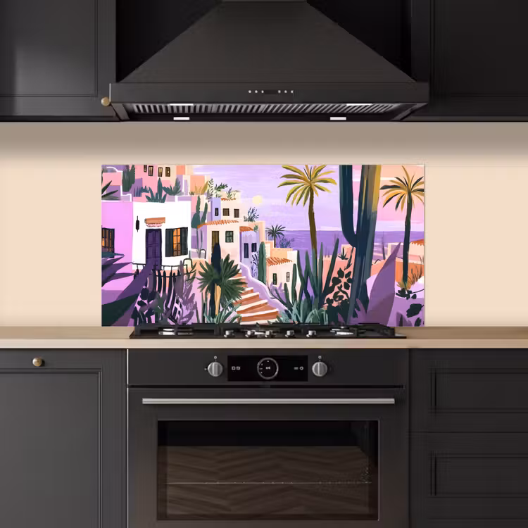Huizen - Minimalistisch - Palmbomen - Kust keuken achterwand spatscherm middel -sfeer1