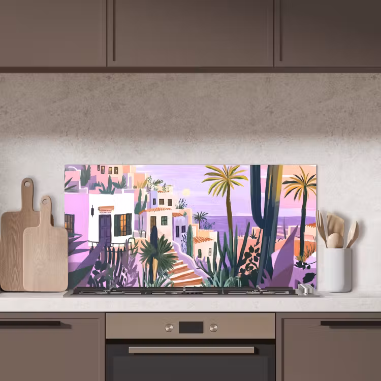 Huizen - Minimalistisch - Palmbomen - Kust keuken achterwand spatscherm middel -sfeer2