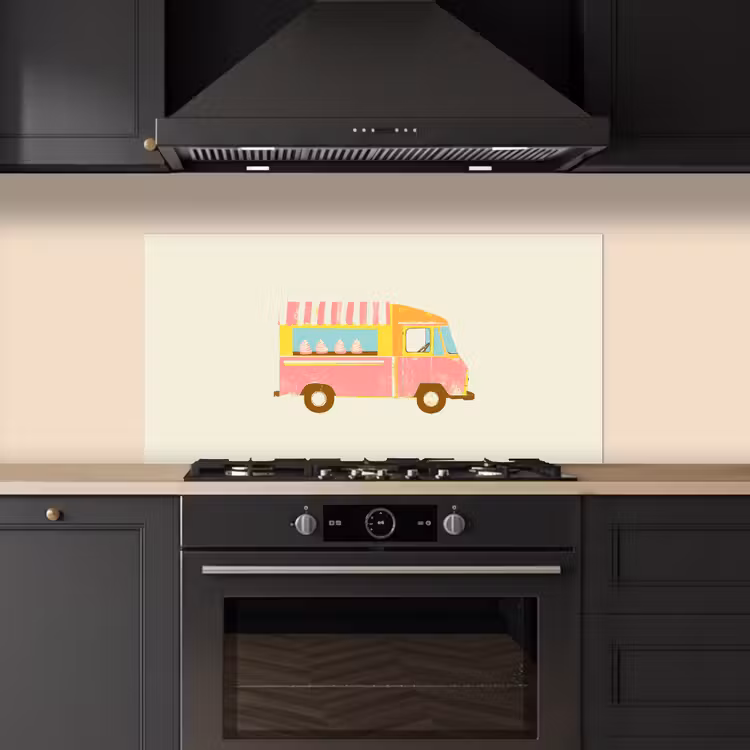 Ijskar - Retro - Softijsjes - Roze keuken achterwand spatscherm middel -sfeer1