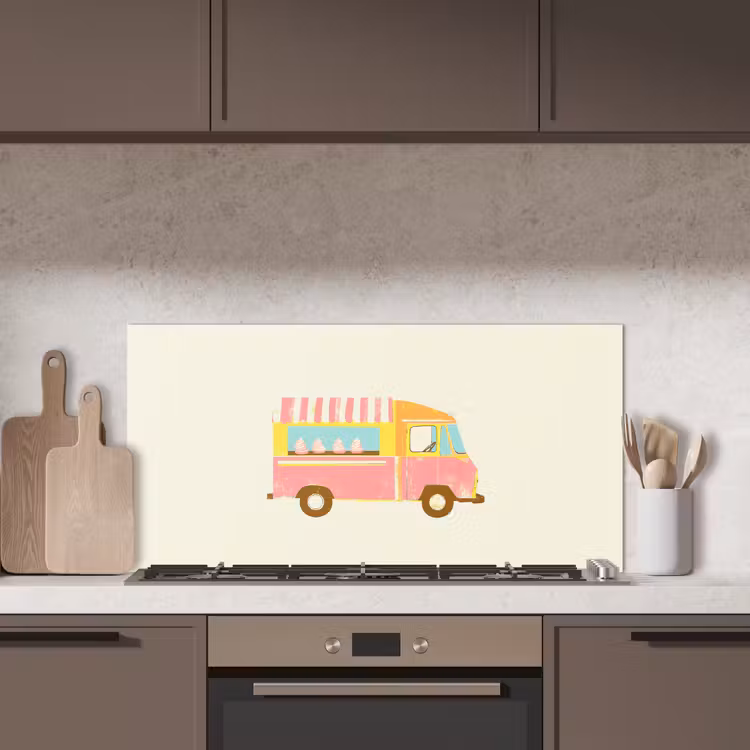 Ijskar - Retro - Softijsjes - Roze keuken achterwand spatscherm middel -sfeer2