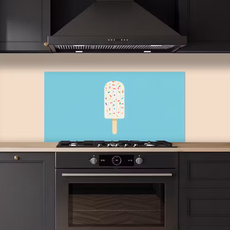 Ijsje - Stokje - Sprinkles - Lichtblauw keuken achterwand spatscherm middel -sfeer1