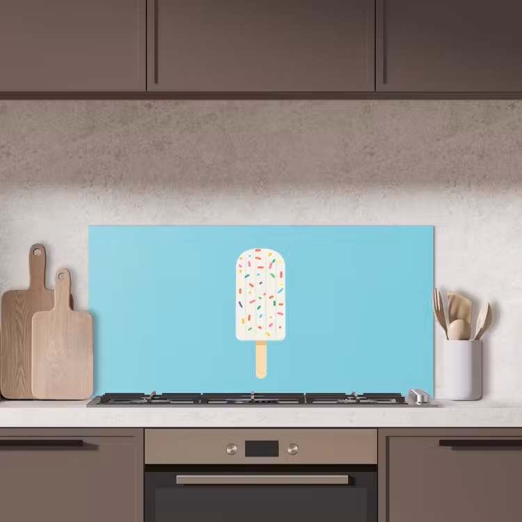 Ijsje - Stokje - Sprinkles - Lichtblauw keuken achterwand spatscherm middel -sfeer2