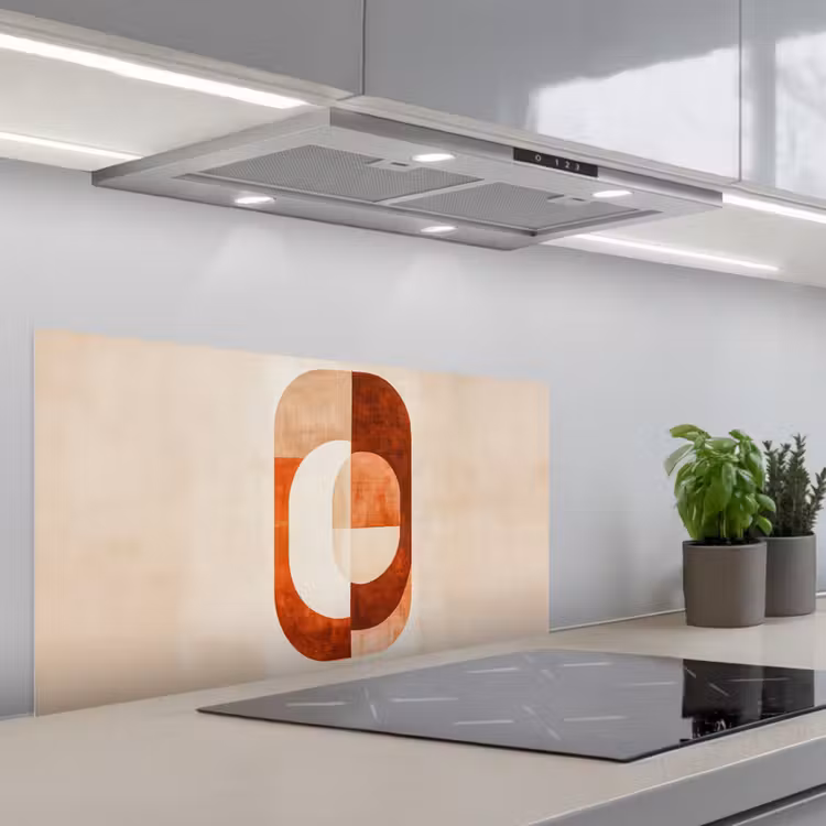 Illustratie - Abstract - Vormen - Rood keuken achterwand spatscherm middel -3d_schuin