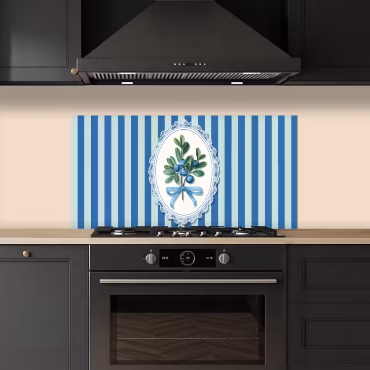 Illustratie - Bessen - Blauw - Strepen keuken achterwand spatscherm middel -sfeer1