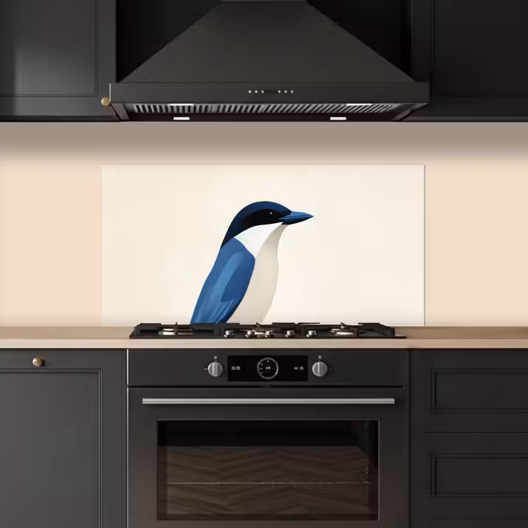 Illustratie - Blauw - Vogel keuken achterwand spatscherm middel -sfeer1