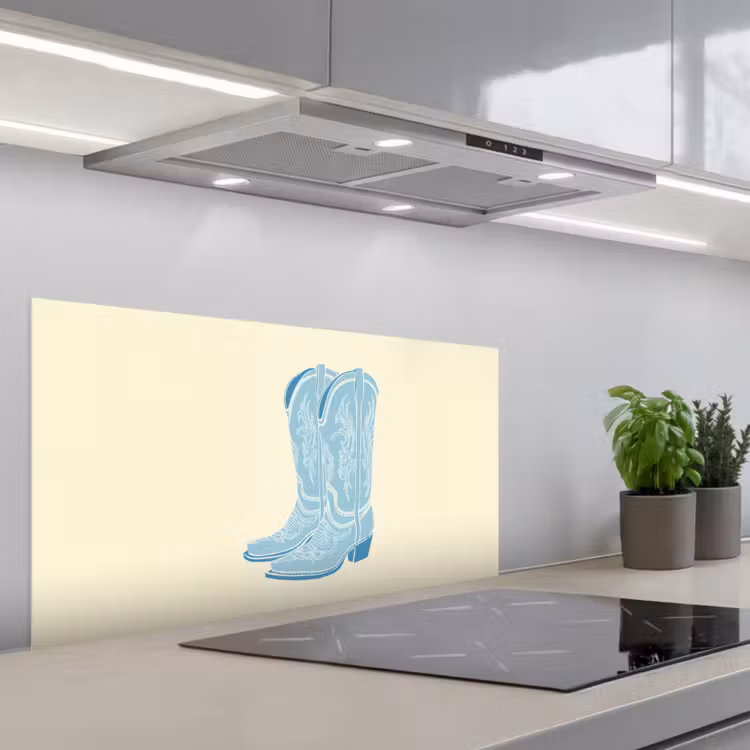 Illustratie - Cowboylaarzen - Patroon keuken achterwand spatscherm middel -3d_schuin