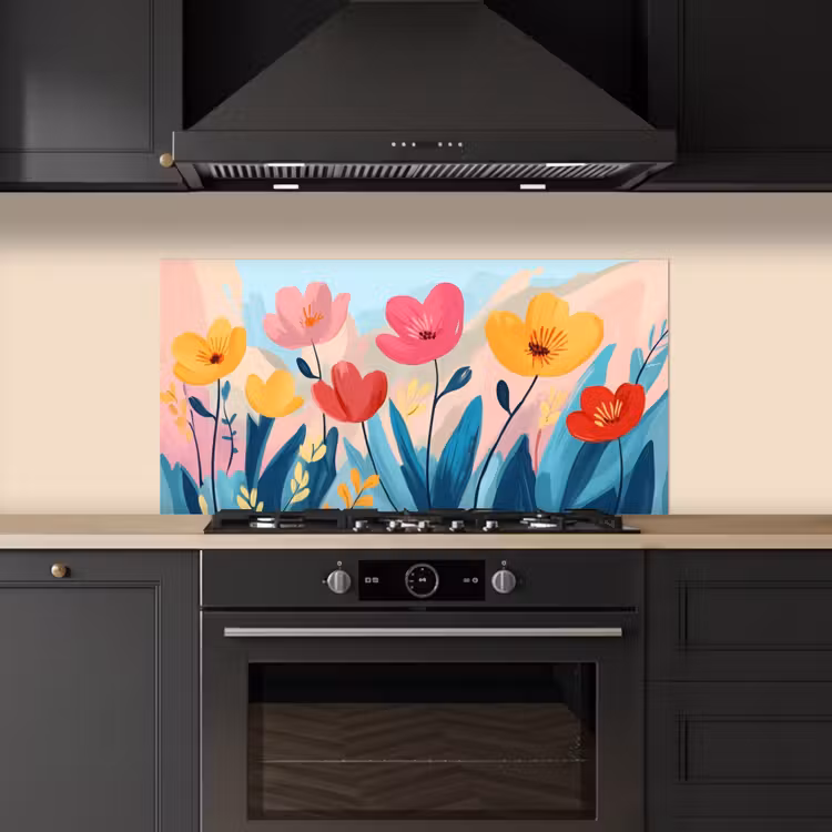 Illustratie - Bloemen - Kleurrijk keuken achterwand spatscherm middel -sfeer1