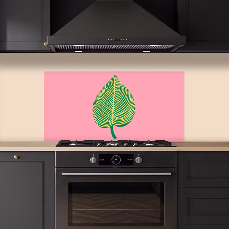 Illustratie - Blad - Minimalistisch - Groen keuken achterwand spatscherm middel -sfeer1