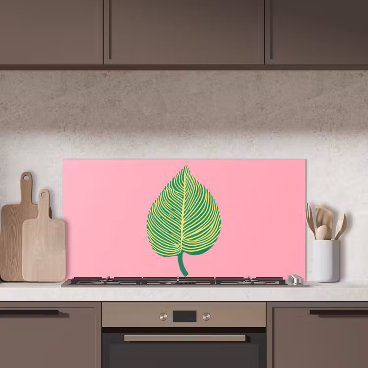 Illustratie - Blad - Minimalistisch - Groen keuken achterwand spatscherm middel -sfeer2