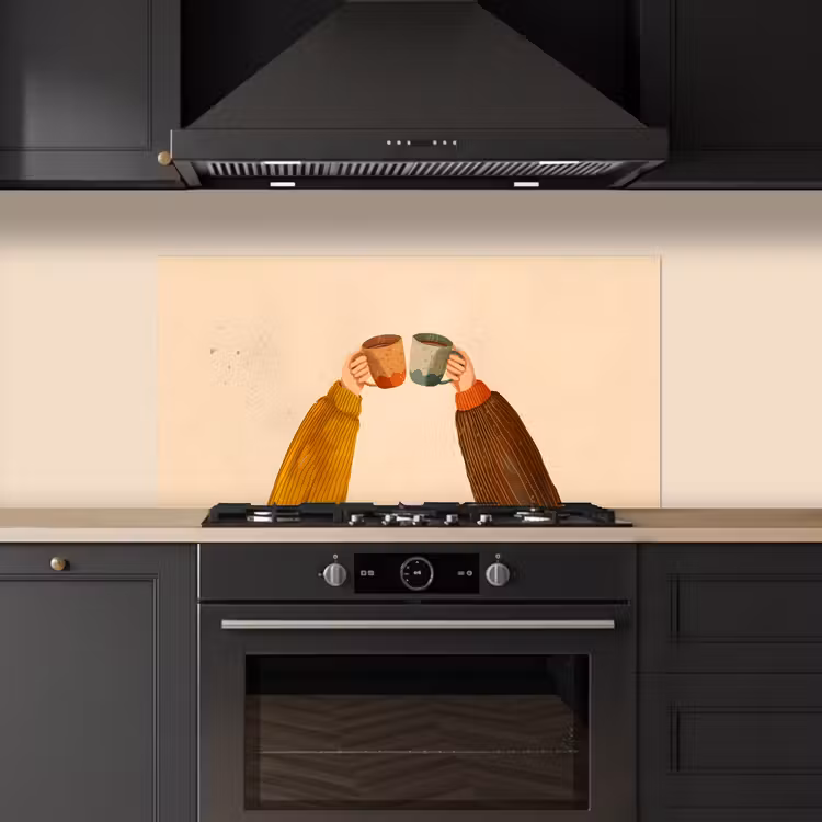 Illustratie - Mokken - Proosten - Bruin keuken achterwand spatscherm middel -sfeer1