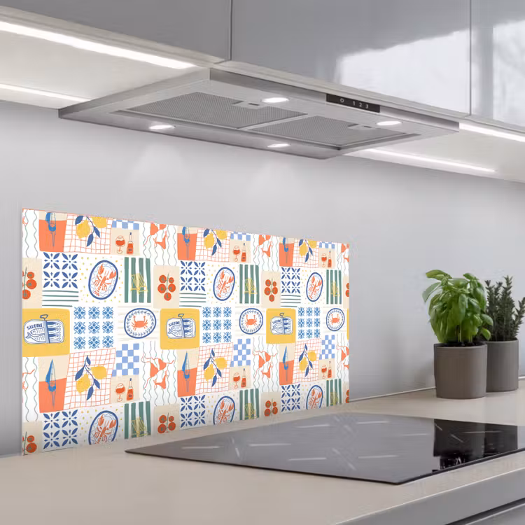 Zee - Sfeer - Mozaïek - Wijn keuken achterwand spatscherm middel 899 -3d_schuin