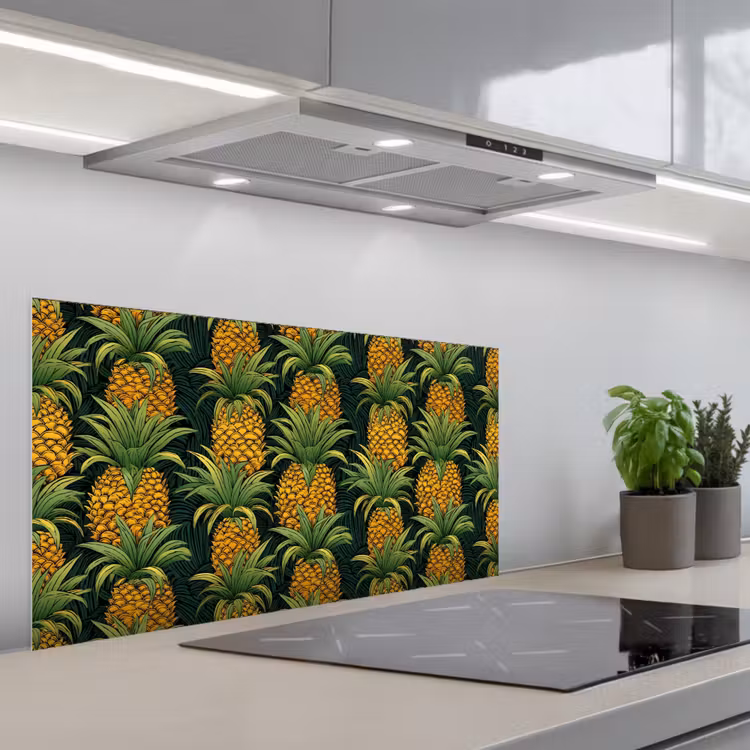 Illustratie - Patroon - Ananas keuken achterwand spatscherm middel 899 -3d_schuin