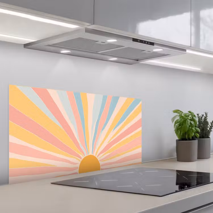 Illustratie - Zon - Pastelkleuren keuken achterwand spatscherm middel -3d_schuin