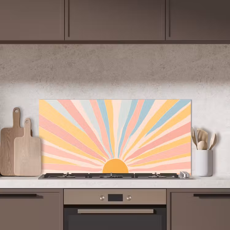 Illustratie - Zon - Pastelkleuren keuken achterwand spatscherm middel -sfeer2