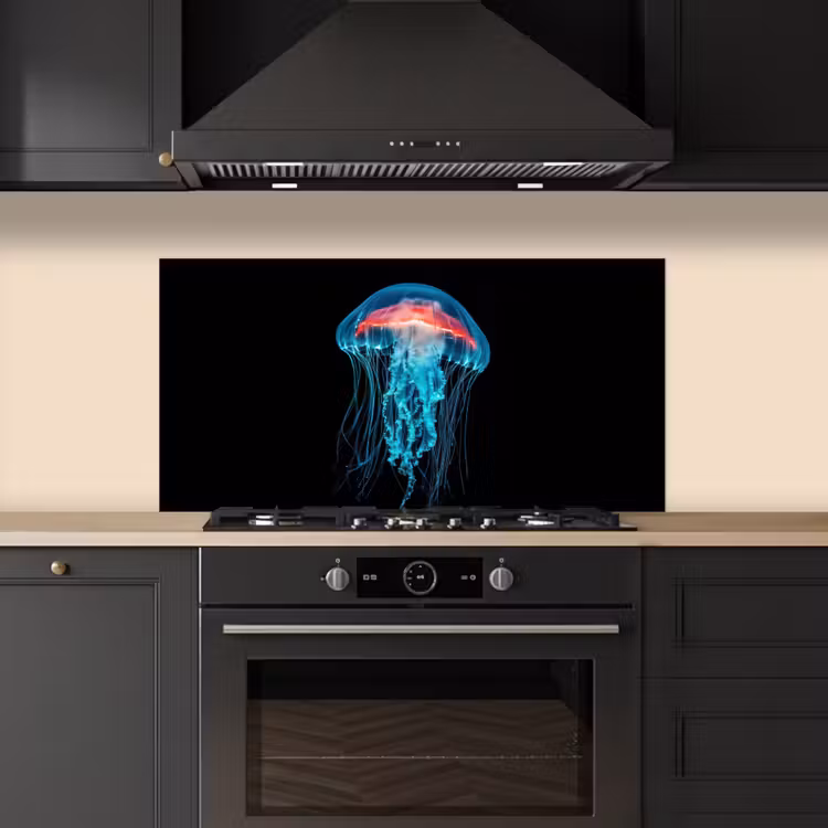 Kwal - Tentakels - Blauw - Licht keuken achterwand spatscherm middel -sfeer1