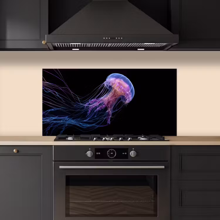 Kwal - Doorzichtig - Roze - Tentakels keuken achterwand spatscherm middel -sfeer1