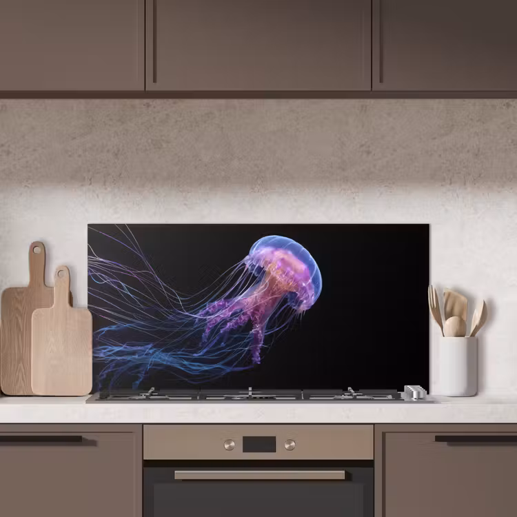 Kwal - Doorzichtig - Roze - Tentakels keuken achterwand spatscherm middel -sfeer2