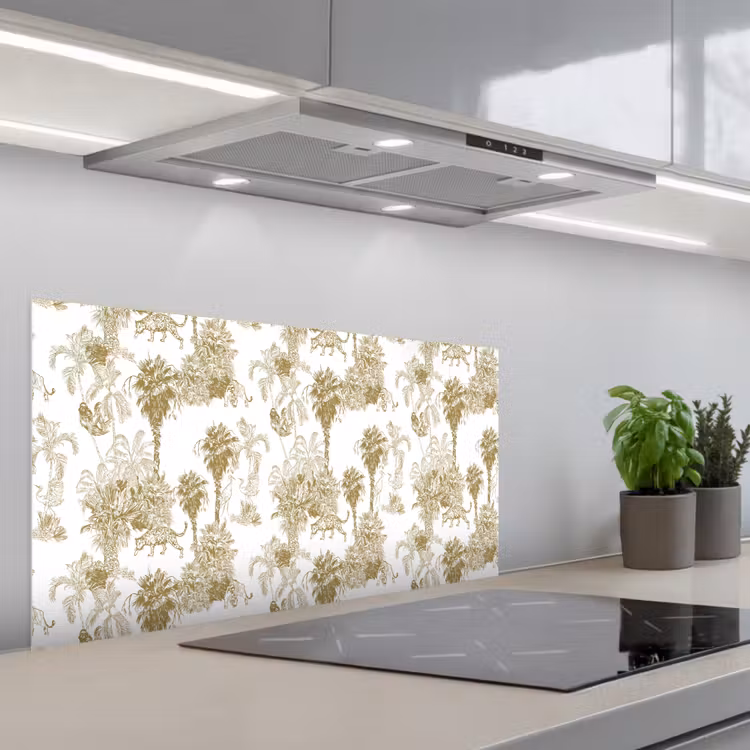 Oerwoud - Abstract - Beige keuken achterwand spatscherm middel 899 -3d_schuin