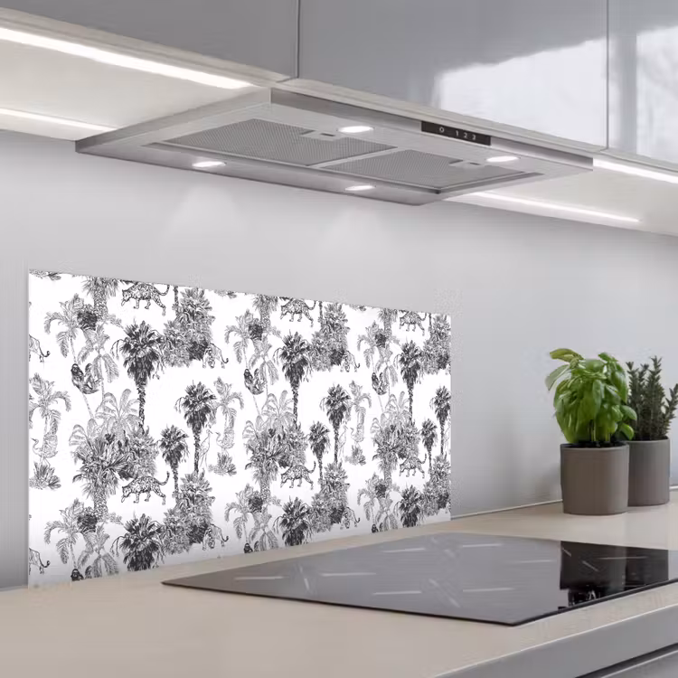 Jungle - Dieren - Grijs keuken achterwand spatscherm middel 899 -3d_schuin