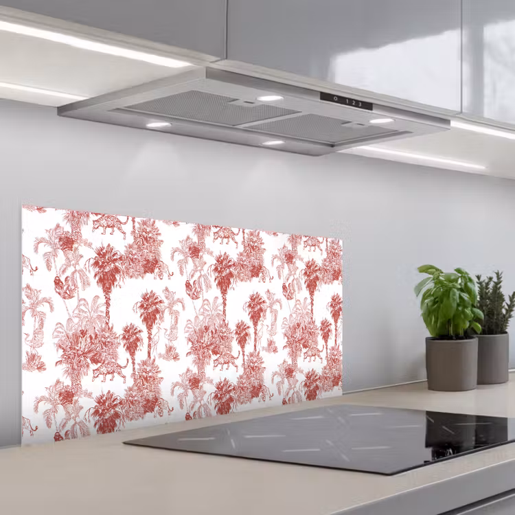 Jungle - Natuur - Rood keuken achterwand spatscherm middel 899 -3d_schuin