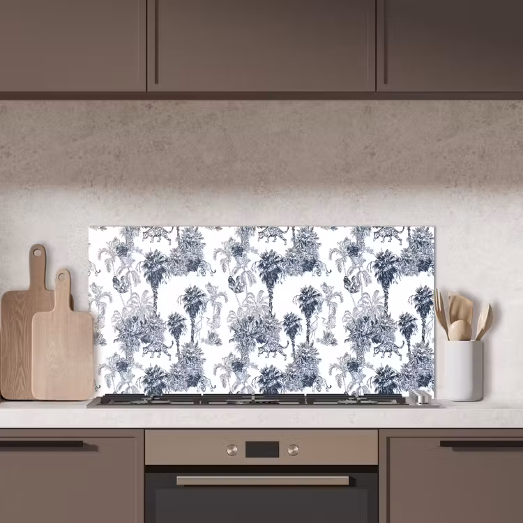 Jungle - Beplanting - Blauw keuken achterwand spatscherm middel 899 -sfeer2