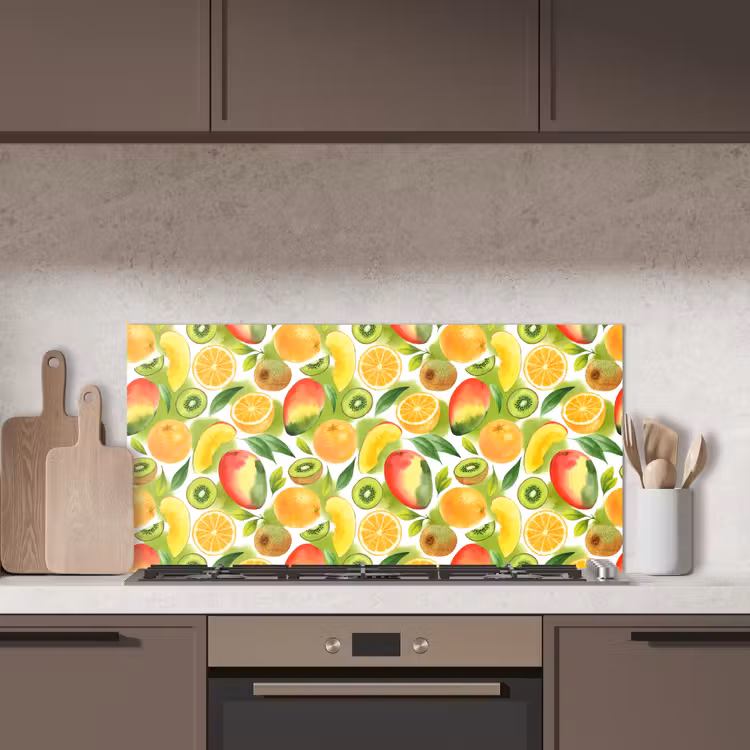 Kiwi - Sinasappel - Mango - Perzik keuken achterwand spatscherm middel 899 -sfeer2