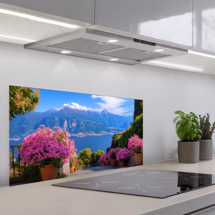 Lake Como - Italië - Landschap keuken achterwand spatscherm middel -3d_schuin