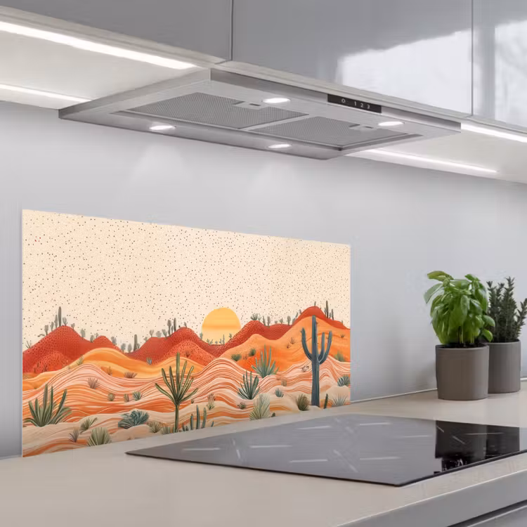 Landschap - Heuvels - Zonsondergang keuken achterwand spatscherm middel -3d_schuin