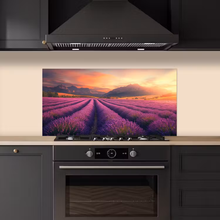 Lavendelveld - Zonsondergang - Paars keuken achterwand spatscherm middel -sfeer1