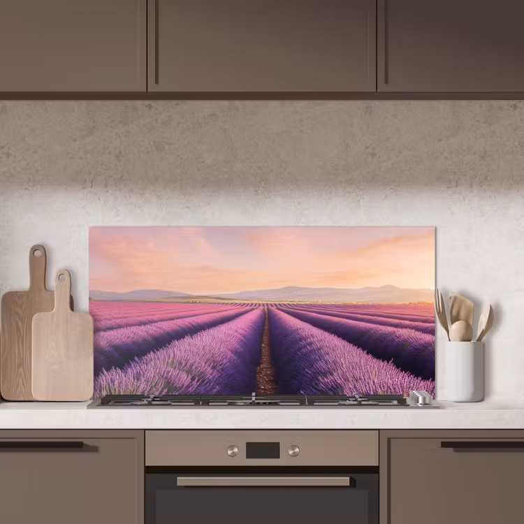 Lavendelveld - Zonsondergang - Paars - Bloemen keuken achterwand spatscherm middel -sfeer2