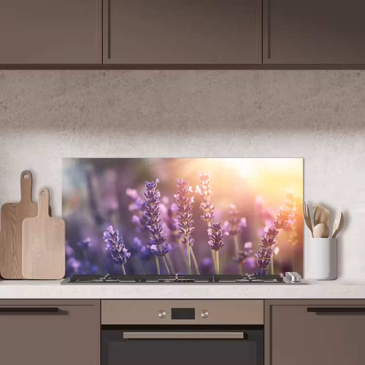 Lavendelbloemen - Paars - Zonlicht keuken achterwand spatscherm middel -sfeer2