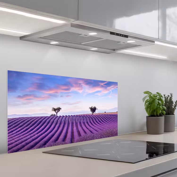 Lavendel - Natuur - Paars - Bomen - Bloemen keuken achterwand spatscherm middel -3d_schuin