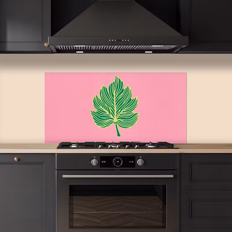 Blad - Groen - Illustratie - Minimalistisch keuken achterwand spatscherm middel -sfeer1